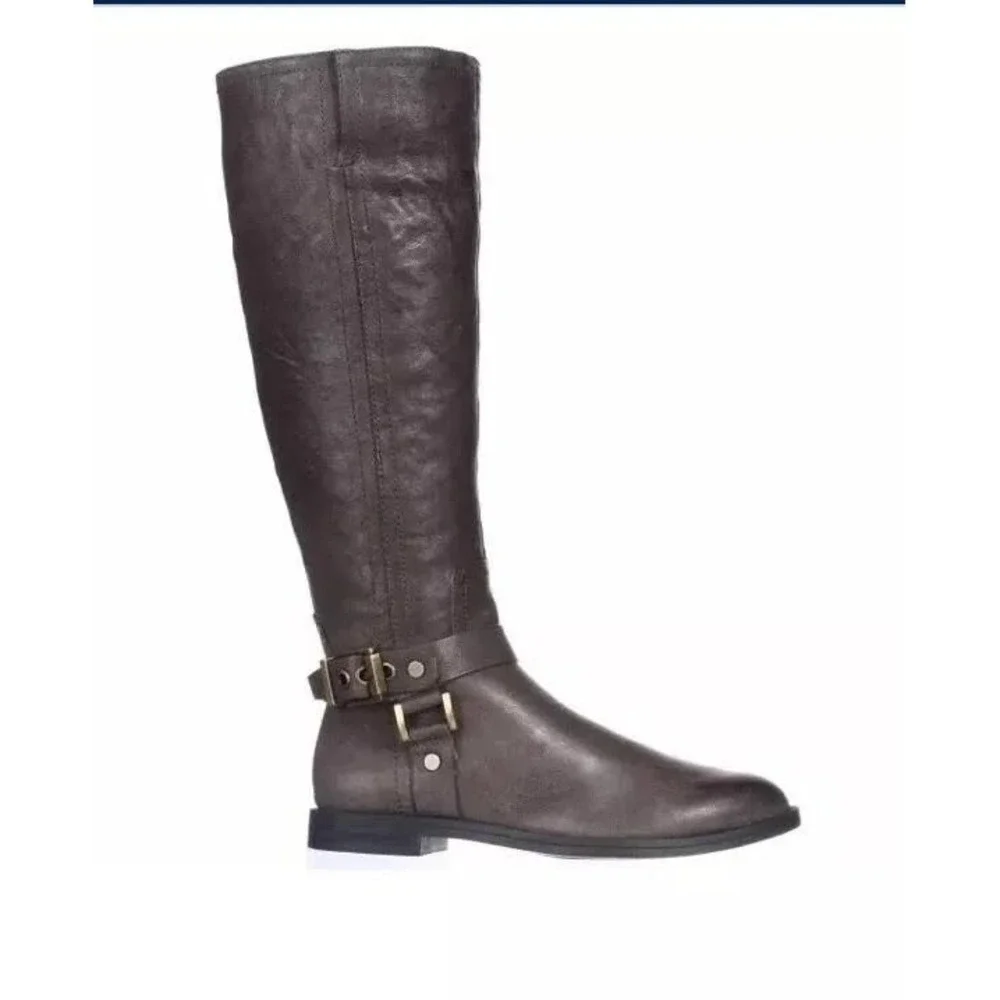 Franco Sarto Women's Vantage Gray Leather Knee-High Riding Style Boots 7.5M